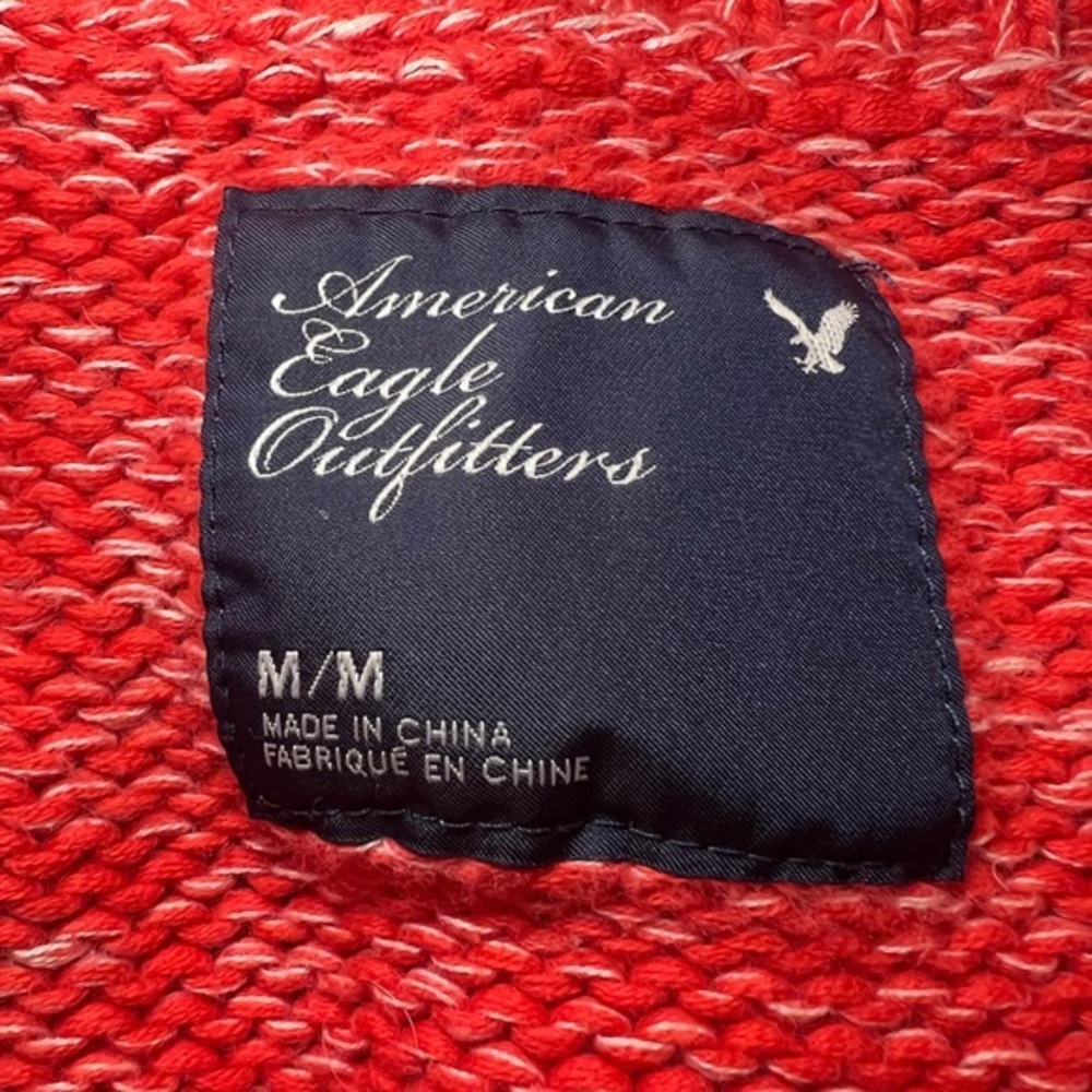 American Eagle Woman M Orange Boatneck Long Sleeve 100% Cotton Knit Sweater - Picture 3 of 4